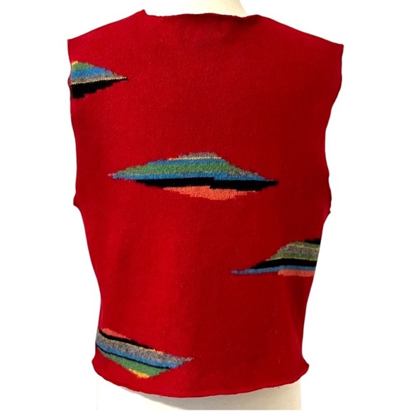 Wool Women’s Cambridge Dry Goods Southwestern Serape Pattern Zip up Vest - Picture 6 of 10